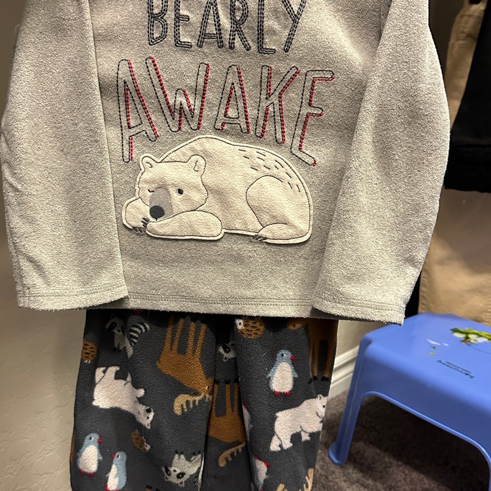 Carters Gray Bear Print Kids Pajamas